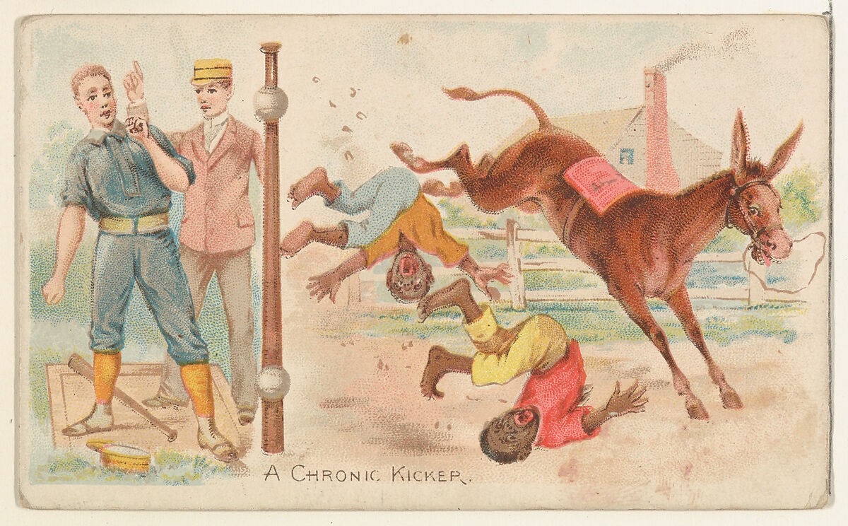 A Chronic Kicker, from the Talk of the Diamond set (N135) issued by Duke Sons & Co., a branch of the American Tobacco Company, Issued by W. Duke, Sons &amp; Co. (New York and Durham, N.C.)  ,, Commercial color lithograph 