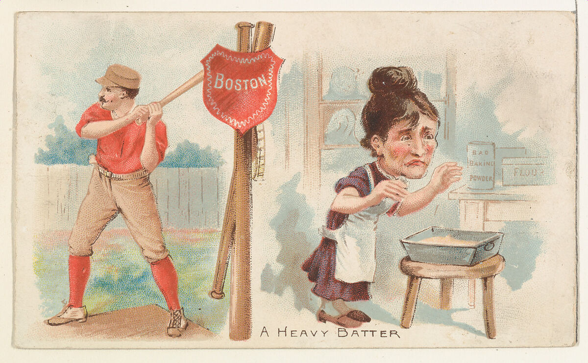 A Heavy Batter, from the Talk of the Diamond set (N135) issued by Duke Sons & Co., a branch of the American Tobacco Company, Issued by W. Duke, Sons &amp; Co. (New York and Durham, N.C.)  ,, Commercial color lithograph 