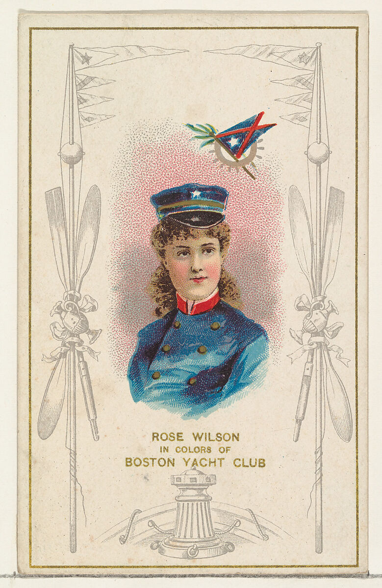 Rose Wilson in Colors of the Boston Yacht Club, from the Yacht Colors of the World series (N140) issued by Duke Sons & Co. to promote Honest Long Cut Tobacco, Issued by W. Duke, Sons &amp; Co. (New York and Durham, N.C.), Commercial color lithograph 