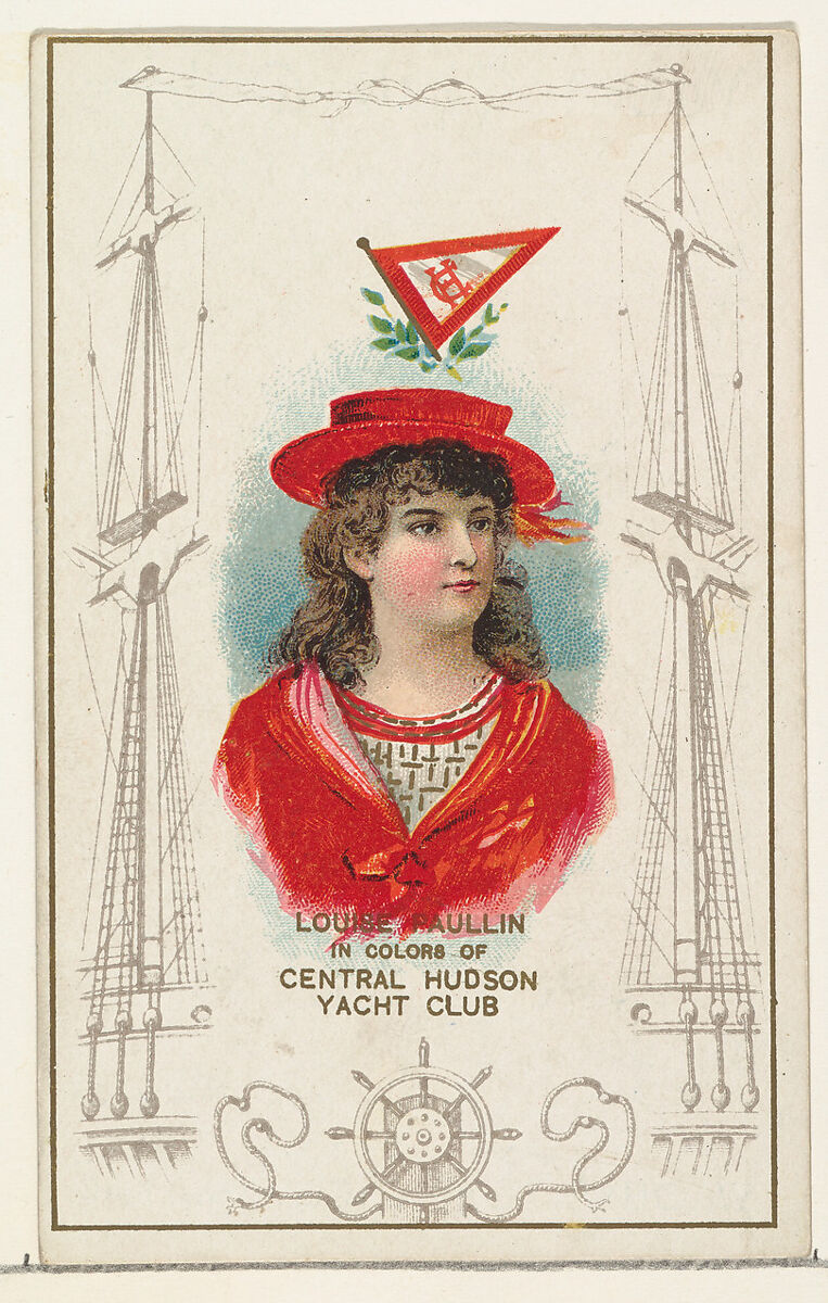 Louise Paullin in Colors of Central Hudson Yacht Club, from the Yacht Colors of the World series (N140) issued by Duke Sons & Co. to promote Honest Long Cut Tobacco, Issued by W. Duke, Sons &amp; Co. (New York and Durham, N.C.), Commercial color lithograph 