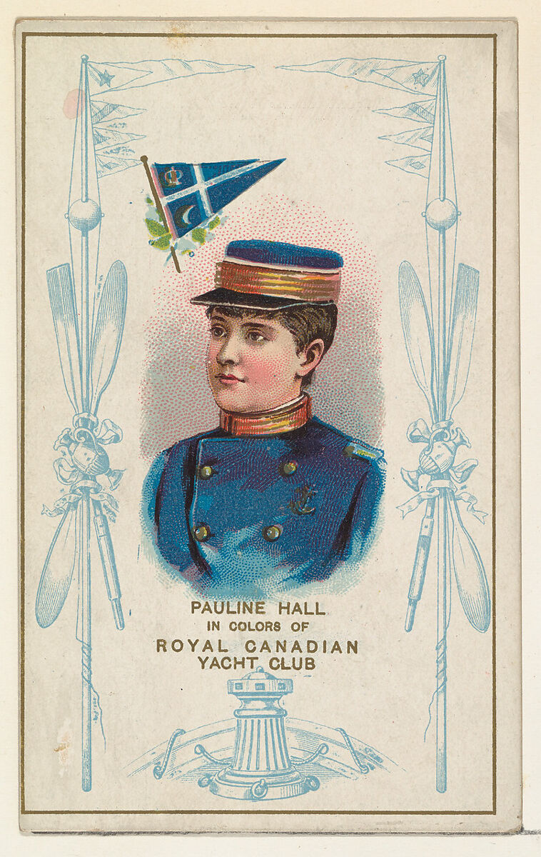 Pauline Hall in Colors of Royal Canadian Yacht Club, from the Yacht Colors of the World series (N140) issued by Duke Sons & Co. to promote Honest Long Cut Tobacco, Issued by W. Duke, Sons &amp; Co. (New York and Durham, N.C.), Commercial color lithograph 