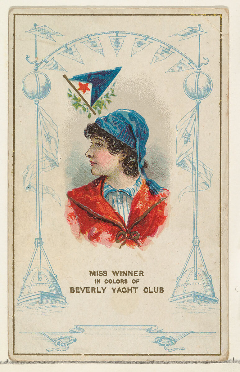 Miss Winner in Colors of Beverly Yacht Club, from the Yacht Colors of the World series (N140) issued by Duke Sons & Co. to promote Honest Long Cut Tobacco, Issued by W. Duke, Sons &amp; Co. (New York and Durham, N.C.), Commercial color lithograph 