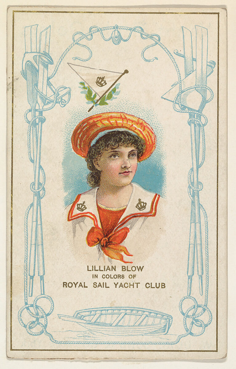 Lillian Blow in Colors of Royal Sail Yacht Club, from the Yacht Colors of the World series (N140) issued by Duke Sons & Co. to promote Honest Long Cut Tobacco, Issued by W. Duke, Sons &amp; Co. (New York and Durham, N.C.), Commercial color lithograph 