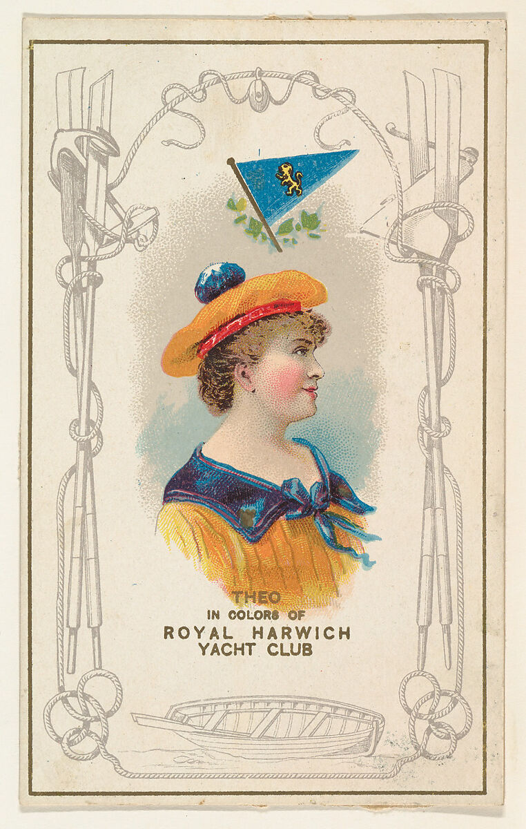 Theo in Colors of the Royal Harwich Yacht Club, from the Yacht Colors of the World series (N140) issued by Duke Sons & Co. to promote Honest Long Cut Tobacco, Issued by W. Duke, Sons &amp; Co. (New York and Durham, N.C.), Commercial color lithograph 