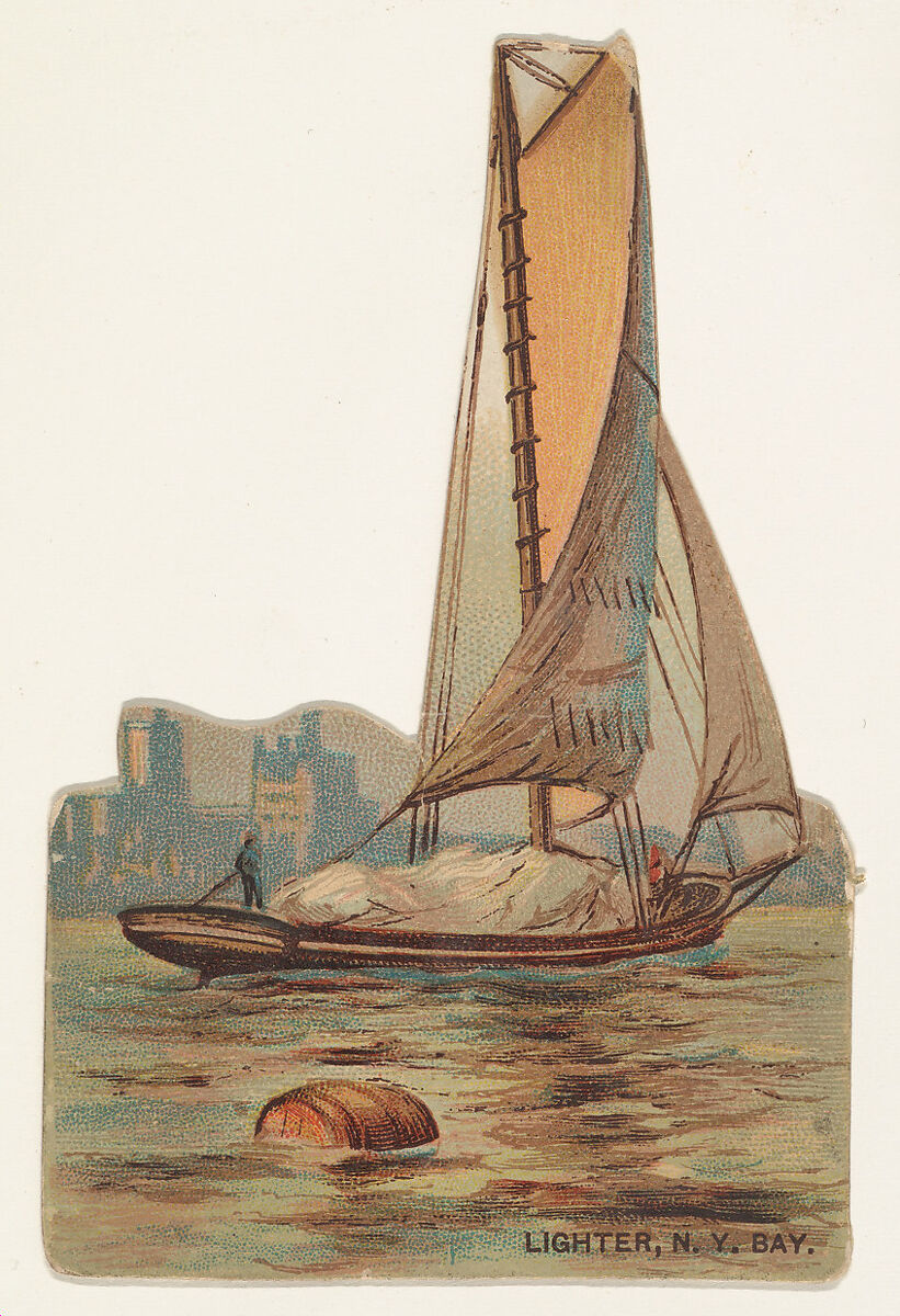 Lighter, New York Bay, from the Types of Vessels series (N139) issued by Duke Sons & Co. to promote Honest Long Cut Tobacco, Issued by W. Duke, Sons &amp; Co. (New York and Durham, N.C.), Commercial color lithograph 