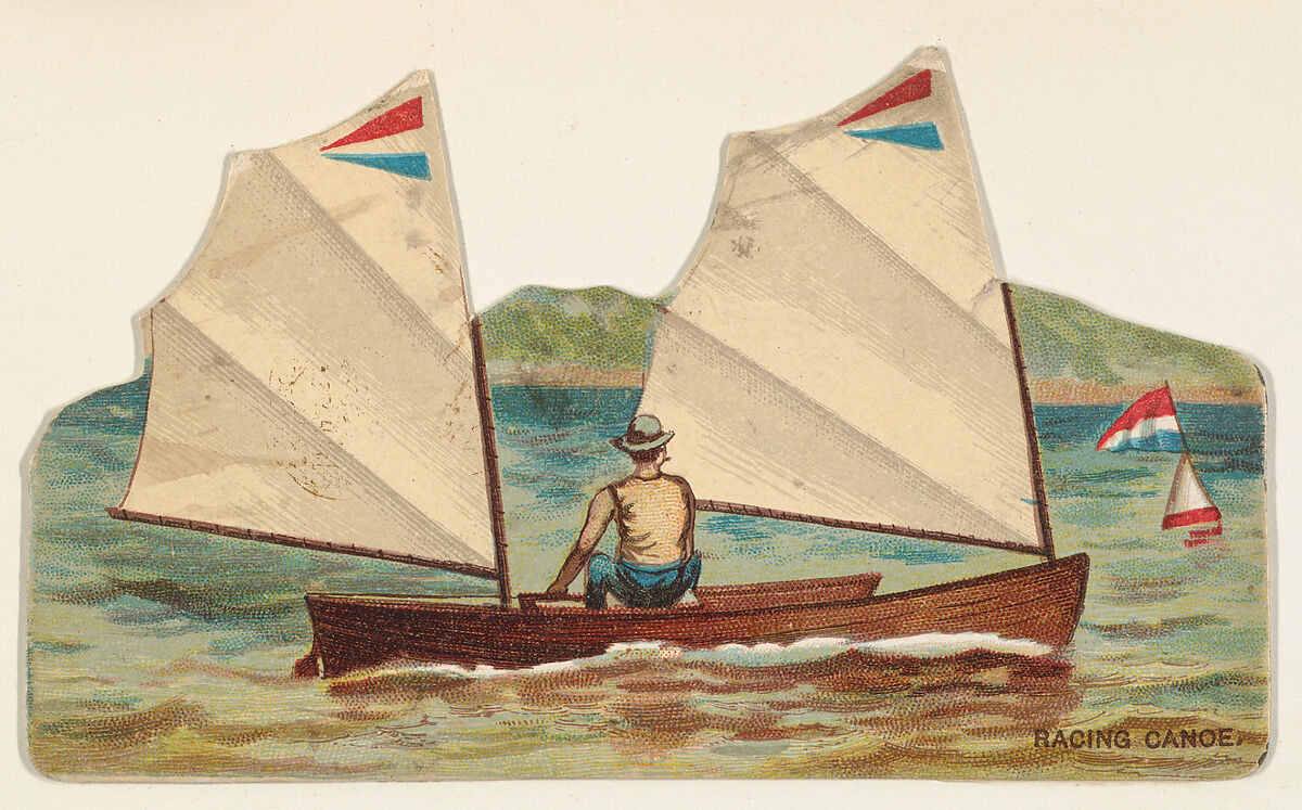 Racing Canoe, from the Types of Vessels series (N139) issued by Duke Sons & Co. to promote Honest Long Cut Tobacco, Issued by W. Duke, Sons &amp; Co. (New York and Durham, N.C.), Commercial color lithograph 