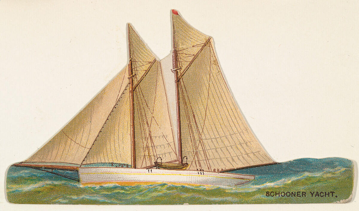 Schooner Yacht, from the Types of Vessels series (N139) issued by Duke Sons & Co. to promote Honest Long Cut Tobacco, Issued by W. Duke, Sons &amp; Co. (New York and Durham, N.C.), Commercial color lithograph 