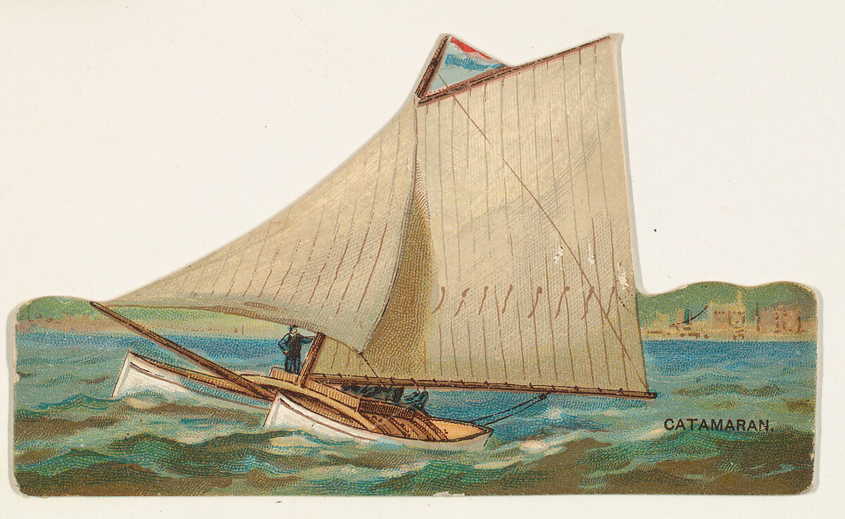 Catamaran, from the Types of Vessels series (N139) issued by Duke Sons & Co. to promote Honest Long Cut Tobacco, Issued by W. Duke, Sons &amp; Co. (New York and Durham, N.C.), Commercial color lithograph 