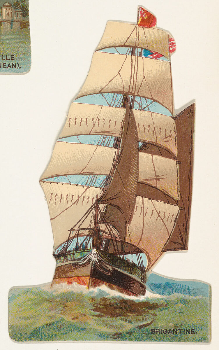 Brigantine, from the Types of Vessels series (N139) issued by Duke Sons & Co. to promote Honest Long Cut Tobacco, Issued by W. Duke, Sons &amp; Co. (New York and Durham, N.C.), Commercial color lithograph 