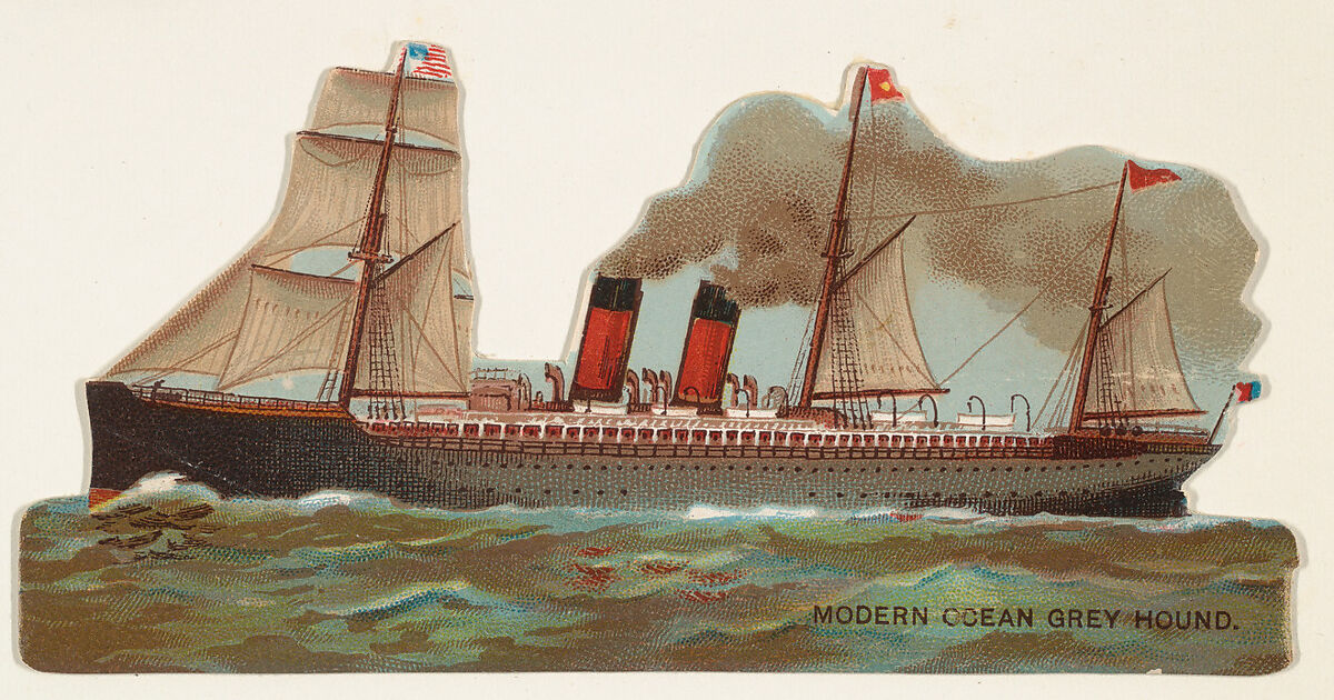 Modern Ocean Grey Hound, from the Types of Vessels series (N139) issued by Duke Sons & Co. to promote Honest Long Cut Tobacco, Issued by W. Duke, Sons &amp; Co. (New York and Durham, N.C.), Commercial color lithograph 