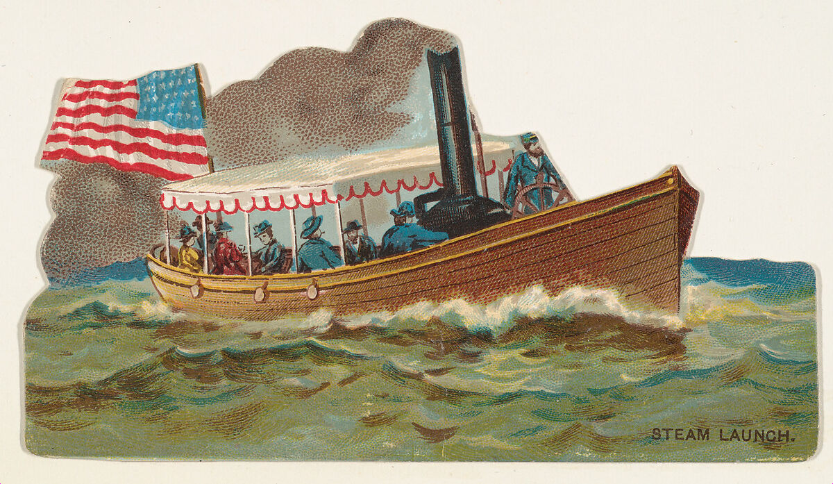 Steam Launch, from the Types of Vessels series (N139) issued by Duke Sons & Co. to promote Honest Long Cut Tobacco, Issued by W. Duke, Sons &amp; Co. (New York and Durham, N.C.), Commercial color lithograph 