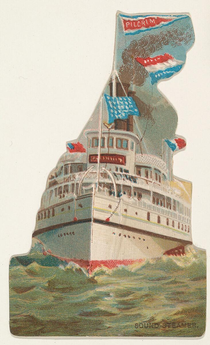 Sound Steamer, from the Types of Vessels series (N139) issued by Duke Sons & Co. to promote Honest Long Cut Tobacco, Issued by W. Duke, Sons &amp; Co. (New York and Durham, N.C.), Commercial color lithograph 