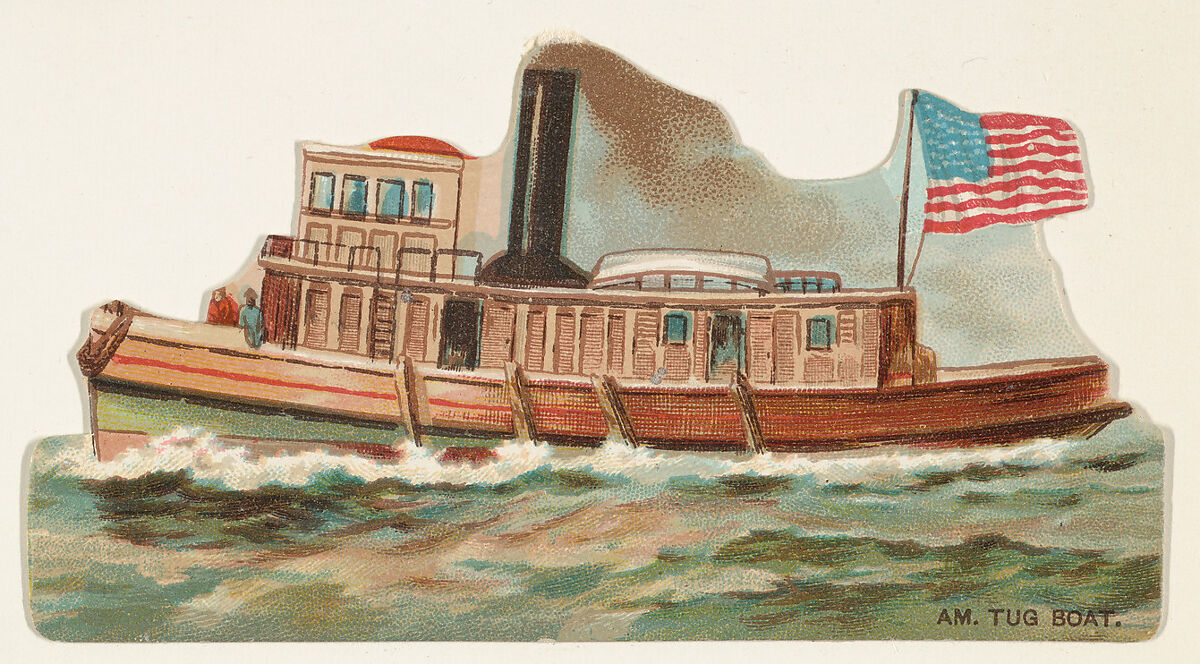 American Tugboat, from the Types of Vessels series (N139) issued by Duke Sons & Co. to promote Honest Long Cut Tobacco, Issued by W. Duke, Sons &amp; Co. (New York and Durham, N.C.), Commercial color lithograph 