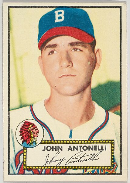 Card Number 140, Johnny Antonelli, Boston Braves, from the Topps Baseball series (R414-6) issued by Topps Chewing Gum Company, Issued by Topps Chewing Gum Company (American, Brooklyn), Commercial color lithograph 