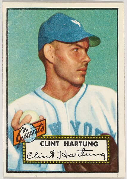 Card Number 141, Clint Hartung, New York Giants, from the Topps Baseball series (R414-6) issued by Topps Chewing Gum Company, Issued by Topps Chewing Gum Company (American, Brooklyn), Commercial color lithograph 