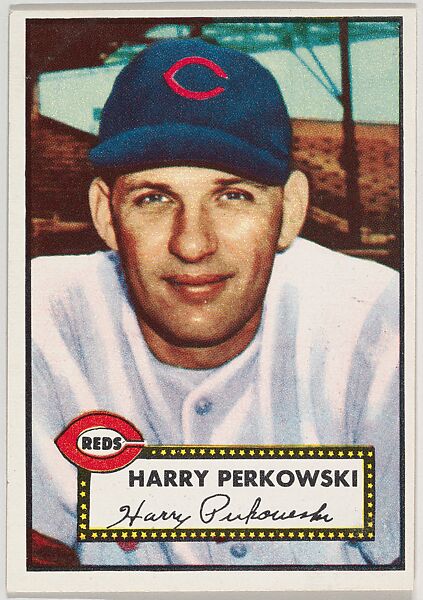 Card Number 142, Harry Perkowski, Cincinnati Reds, from the Topps Baseball series (R414-6) issued by Topps Chewing Gum Company, Issued by Topps Chewing Gum Company (American, Brooklyn), Commercial color lithograph 
