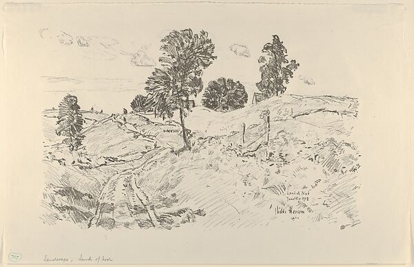 Landscape, Land of Nod, Childe Hassam (American, Dorchester, Massachusetts 1859–1935 East Hampton, New York), Lithograph; from an edition of 55 