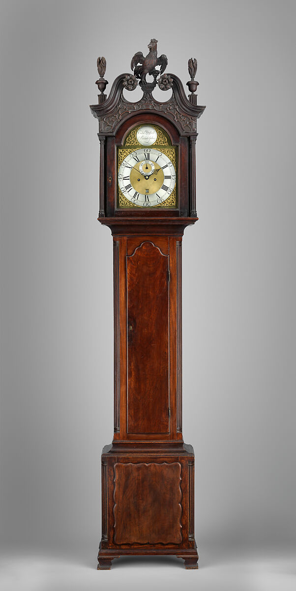 Tall-Case Clock, Edward Duffield (American, 1720–1801), Mahogany, yellow poplar, white pine; brass, iron, glass, American 