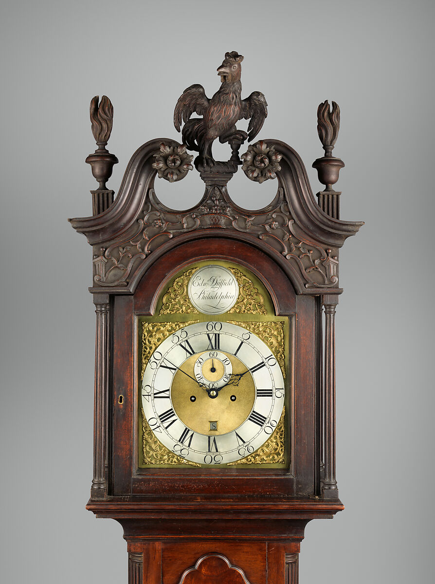 Tall-Case Clock, Edward Duffield (American, 1730–1803), Mahogany, yellow poplar, white pine; brass, iron, glass, American