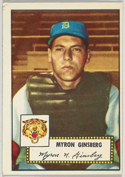 Card Number 192, Myron Ginsberg, Detroit Tigers, from the Topps Baseball series (R414-6) issued by Topps Chewing Gum Company, Issued by Topps Chewing Gum Company (American, Brooklyn), Commercial color lithograph 