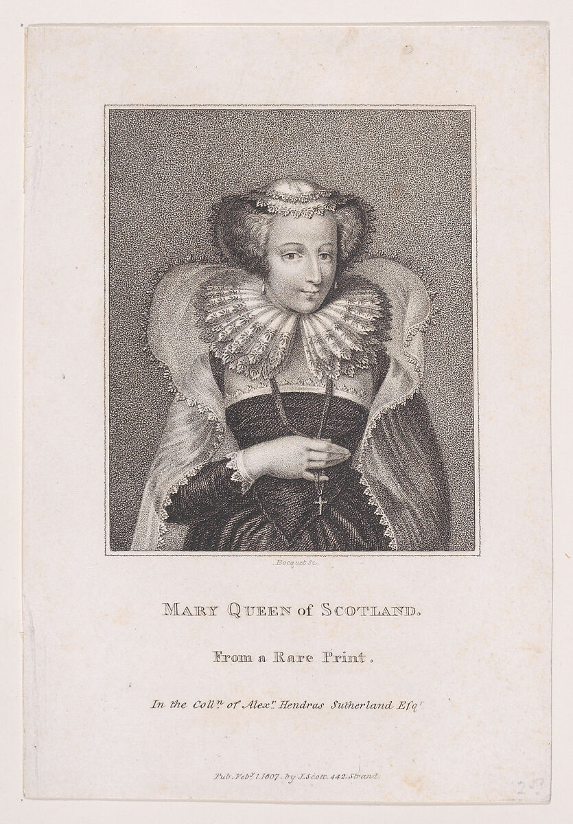 Mary, Queen of Scots, E. Bocquet (British, active 1806–41), Stipple engraving 