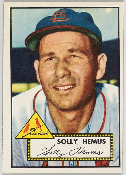 Card Number 196, Solly Hemus, St. Louis Cardinals, from the Topps Baseball series (R414-6) issued by Topps Chewing Gum Company, Issued by Topps Chewing Gum Company (American, Brooklyn), Commercial color lithograph 