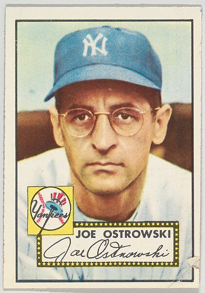 Card Number 206, Joe Ostrowski, New York Yankees, from the Topps Baseball series (R414-6) issued by Topps Chewing Gum Company, Issued by Topps Chewing Gum Company (American, Brooklyn), Commercial color lithograph 