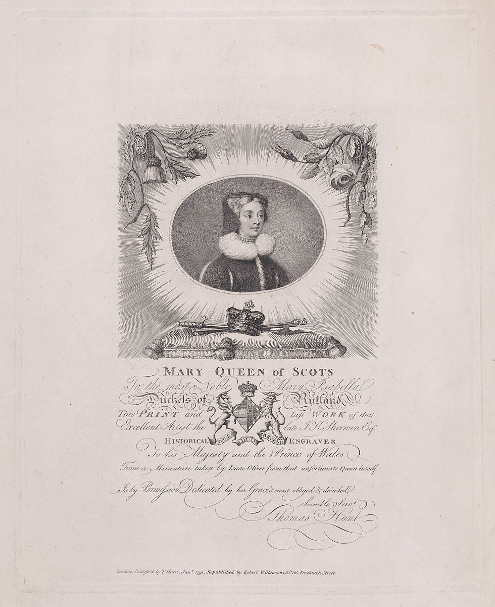 Mary, Queen of Scots, John Keyse Sherwin (British, East Dean, Sussex 1751–1790 London), Stipple engraving 