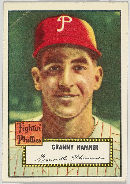 Card Number 221, Granny Hamner, Fightin' Philadelphia Phillies, from the Topps Baseball series (R414-6) issued by Topps Chewing Gum Company, Issued by Topps Chewing Gum Company (American, Brooklyn), Commercial color lithograph 