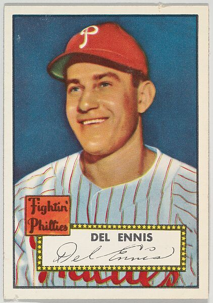 Card Number 223, Del Ennis, Fightin' Philadelphia Phillies, from the Topps Baseball series (R414-6) issued by Topps Chewing Gum Company, Issued by Topps Chewing Gum Company (American, Brooklyn), Commercial color lithograph 