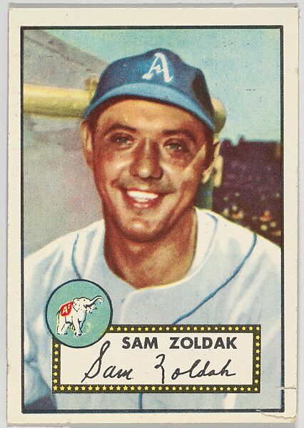 Card Number 231, Sam Zoldak, Philadelphia Athletics, from the Topps Baseball series (R414-6) issued by Topps Chewing Gum Company, Issued by Topps Chewing Gum Company (American, Brooklyn), Commercial color lithograph 