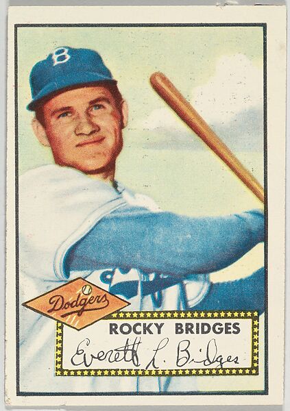 Card Number 239, Rocky Bridges, Brooklyn Dodgers, from the Topps Baseball series (R414-6) issued by Topps Chewing Gum Company, Issued by Topps Chewing Gum Company (American, Brooklyn), Commercial color lithograph 