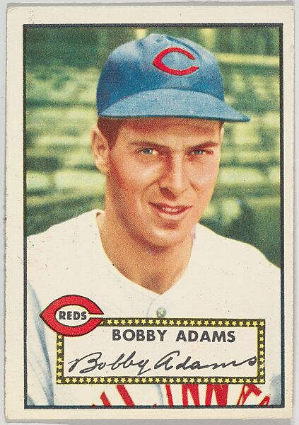 Card Number 249, Bobby Adams, Cincinnati Reds, from the Topps Baseball series (R414-6) issued by Topps Chewing Gum Company, Issued by Topps Chewing Gum Company (American, Brooklyn), Commercial color lithograph 