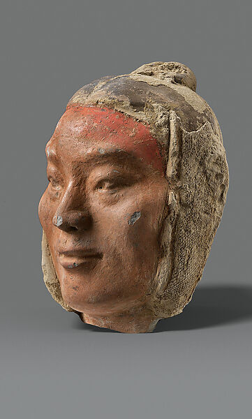 Head of Warrior, Earthenware with pigment, China 