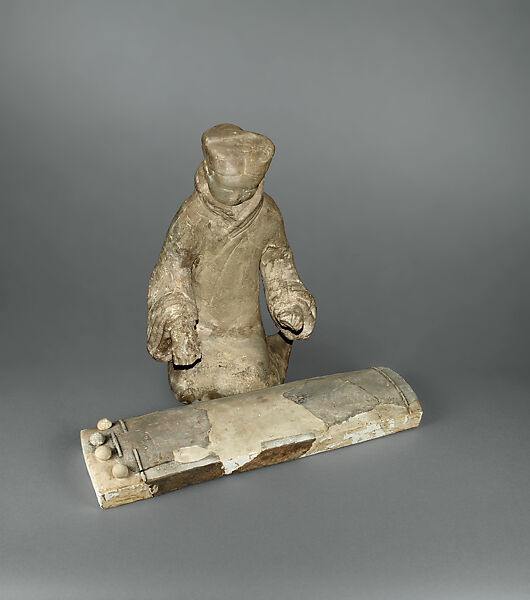 Female Musician Playing a Zither, Earthenware with pigment, China 