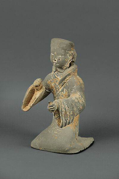 Female Musician Playing Chimes, Earthenware with pigment, China 
