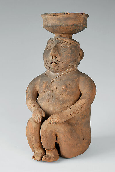 Lamp in the Shape of a Seated Man, Earthenware, China 