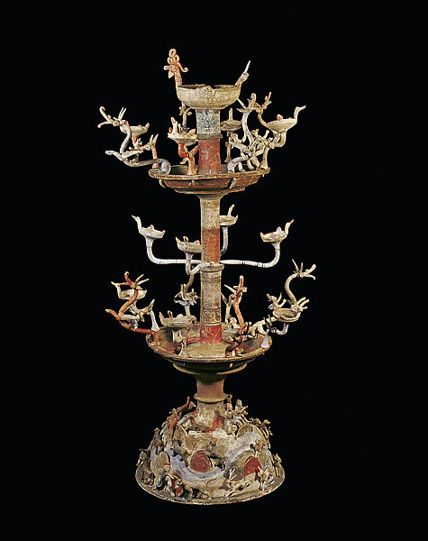 Lamp with Sixteen Branches, Earthenware with pigment, China 