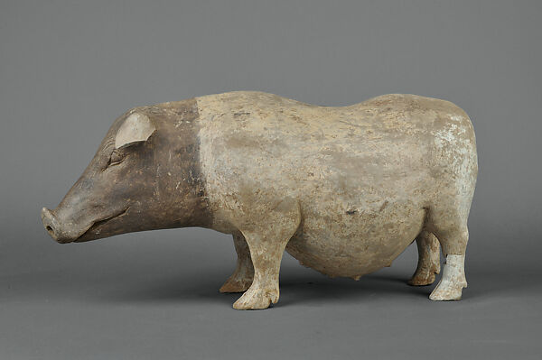 Boar and sow, Earthenware with pigment, China 
