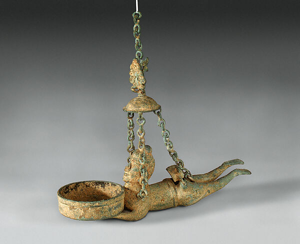 Hanging Lamp in the Shape of a Foreigner, Bronze, China 