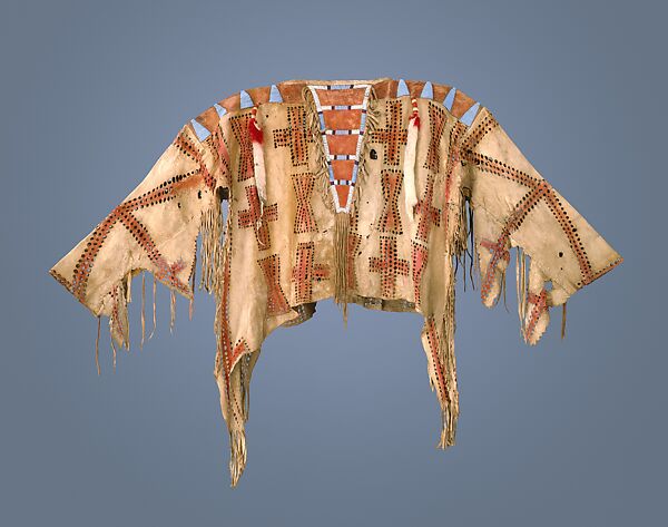 Man's Shirt, Native-tanned leather, glass beads, pigment, ermine, Blackfeet 