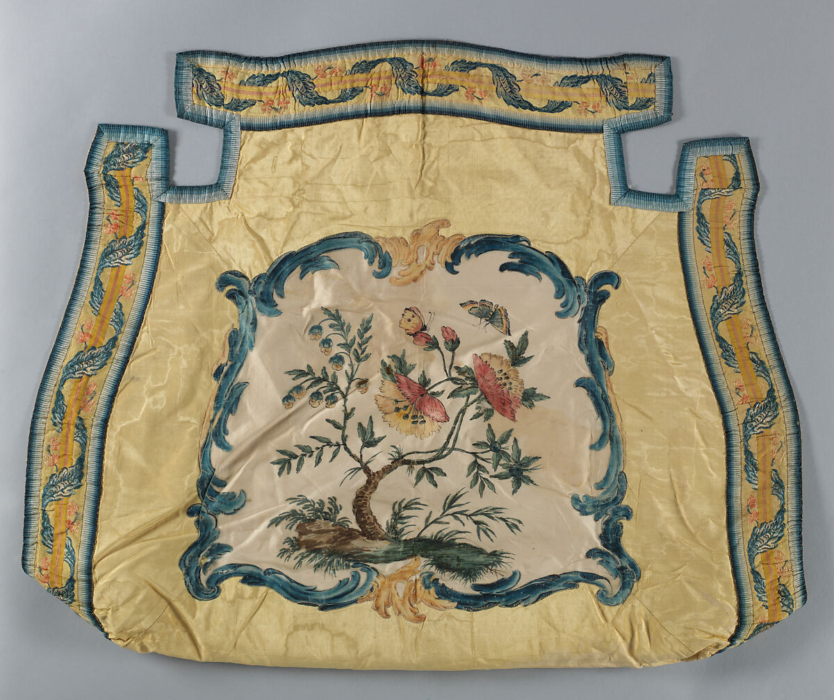 Pair of chair seat covers, Painted designs in the style of Jean Pillement (French, Lyons 1728–1808 Lyons), Painted and woven silk, probably French