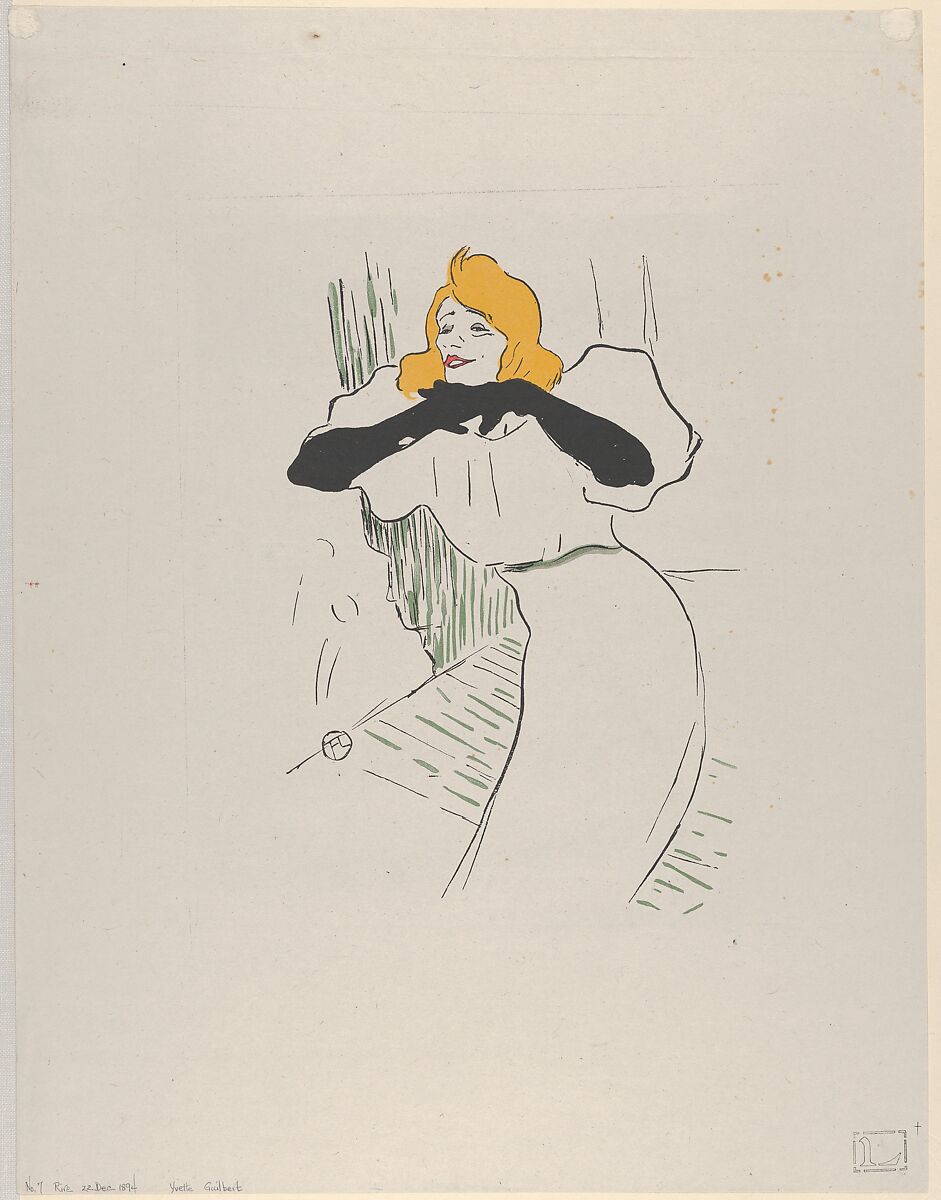Yvette Guilbert, after Henri de Toulouse-Lautrec (French, Albi 1864–1901 Saint-André-du-Bois), Lithograph 