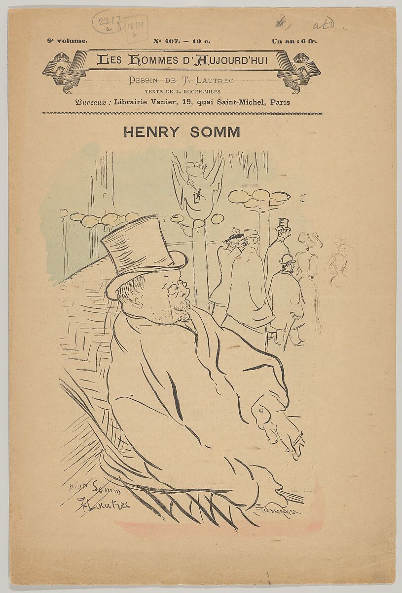 Henry Somm, After Henri de Toulouse-Lautrec (French, Albi 1864–1901 Saint-André-du-Bois), Zincograph 