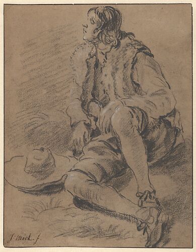 A Young Man Seated on the Ground