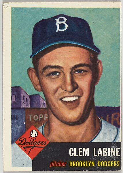Card Number 14, Clem Labine, Pitcher, Brooklyn Dodgers, from the series Topps Dugout Quiz (R414-7), issued by Topps Chewing Gum Company, Issued by Topps Chewing Gum Company (American, Brooklyn), Commercial color lithograph 