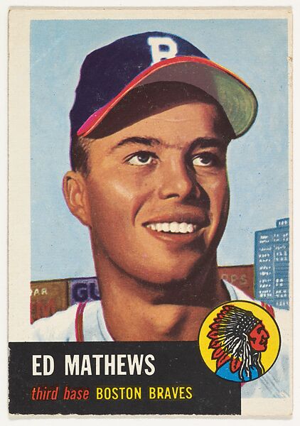 Card Number 37, Edwin Lee Mathews, from the series Topps Dugout Quiz (R414-7), issued by Topps Chewing Gum Company, Issued by Topps Chewing Gum Company (American, Brooklyn), Commercial color lithograph 