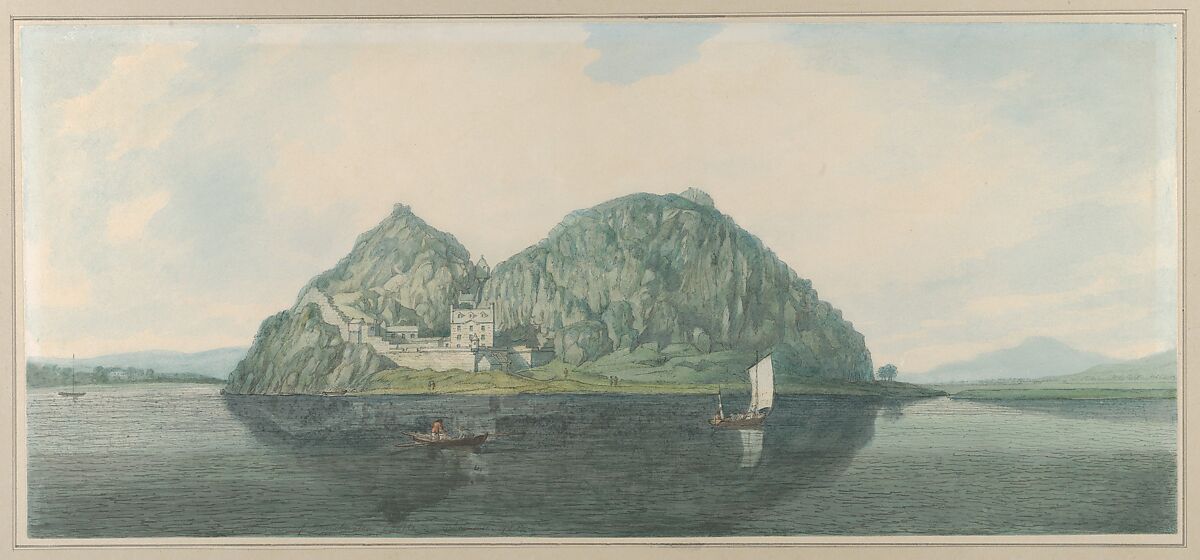 Dumbarton Rock from the South, Joseph Farington (British, Leith, Lancashire 1747–1821 Didsbury, Lancashire), Pen and gray ink and watercolor 