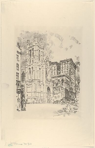 St. Thomas's Church, New York, Childe Hassam (American, Dorchester, Massachusetts 1859–1935 East Hampton, New York), Lithograph; from an edition of 62 