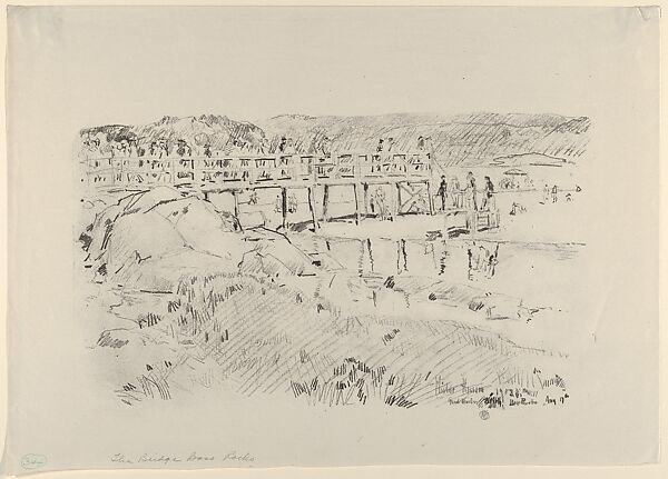 Bridge, Bass Rocks, Childe Hassam (American, Dorchester, Massachusetts 1859–1935 East Hampton, New York), Lithograph; from an edition of 5 